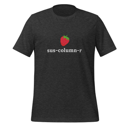 Image of the sus-column-r Strawberry T-Shirt (unisex) Dark Grey Heather / M.