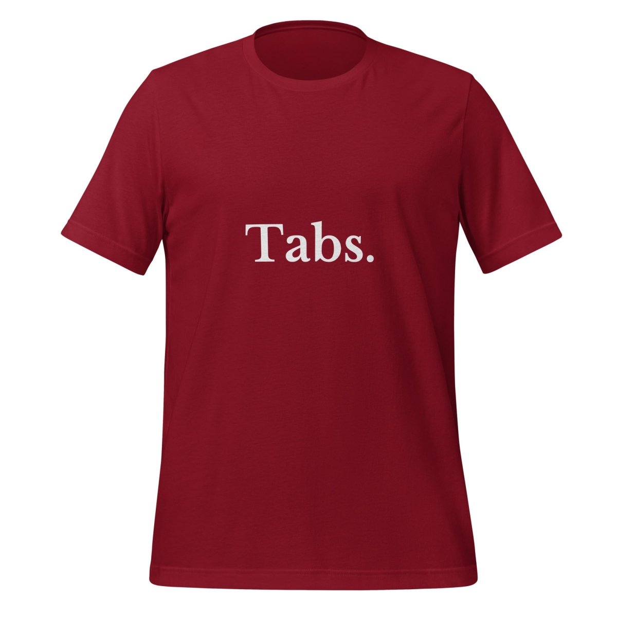 Product mockup photo of the Tabs T Shirt (unisex) Cardinal / M.