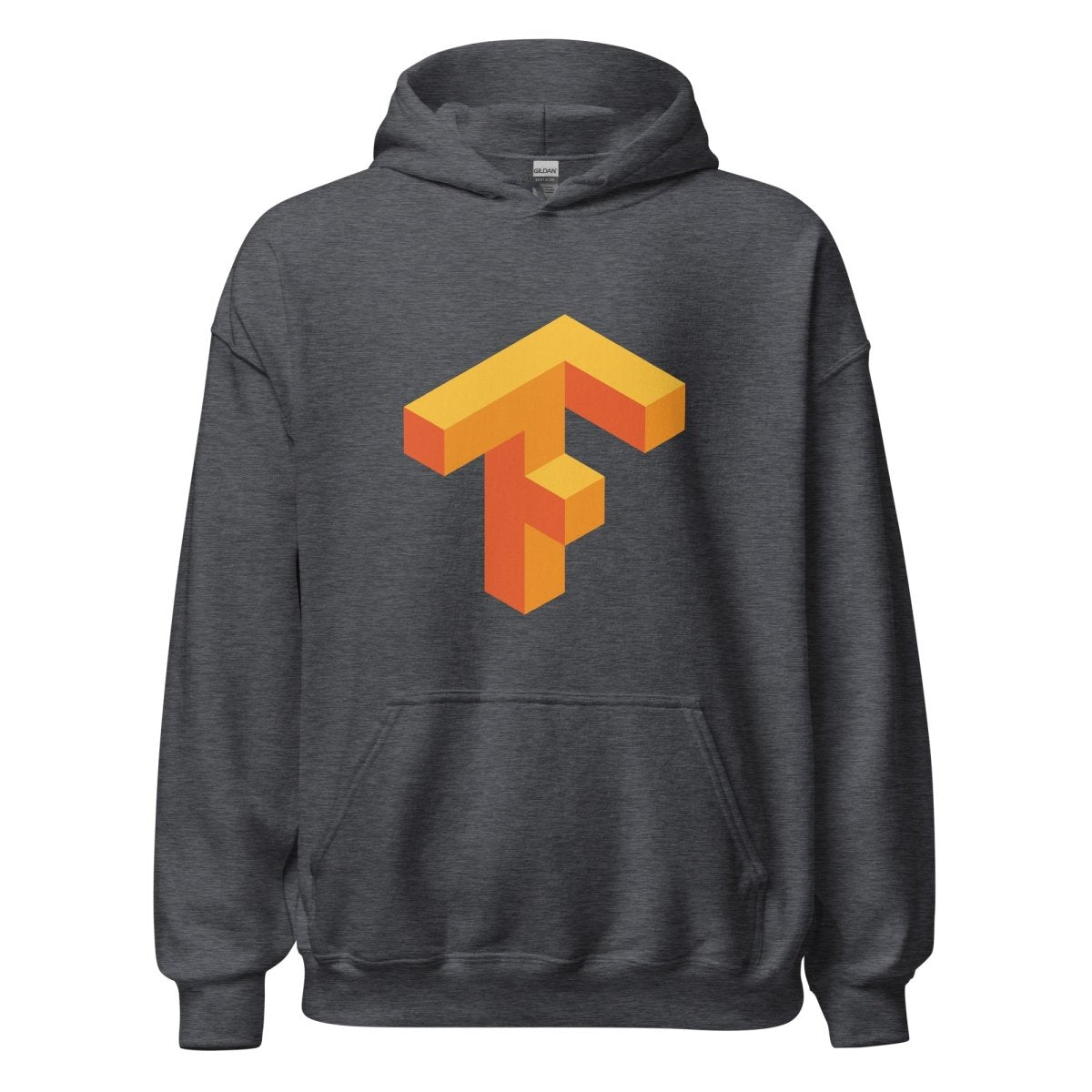 Product mockup photo of the TensorFlow 1 Hoodie (unisex) Dark Heather / M.