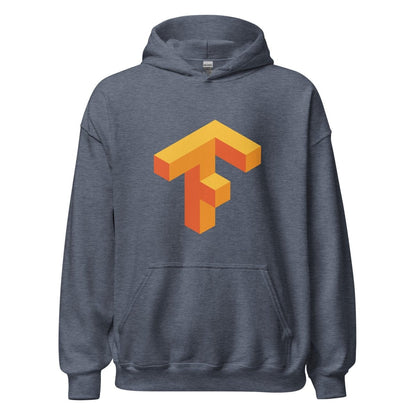 Product mockup photo of the TensorFlow 1 Hoodie (unisex) Heather Sport Dark Navy / M.