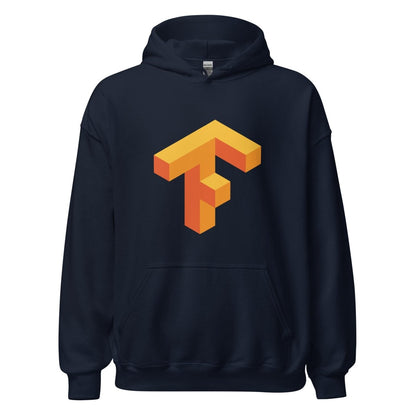 Product mockup photo of the TensorFlow 1 Hoodie (unisex) Navy / M.