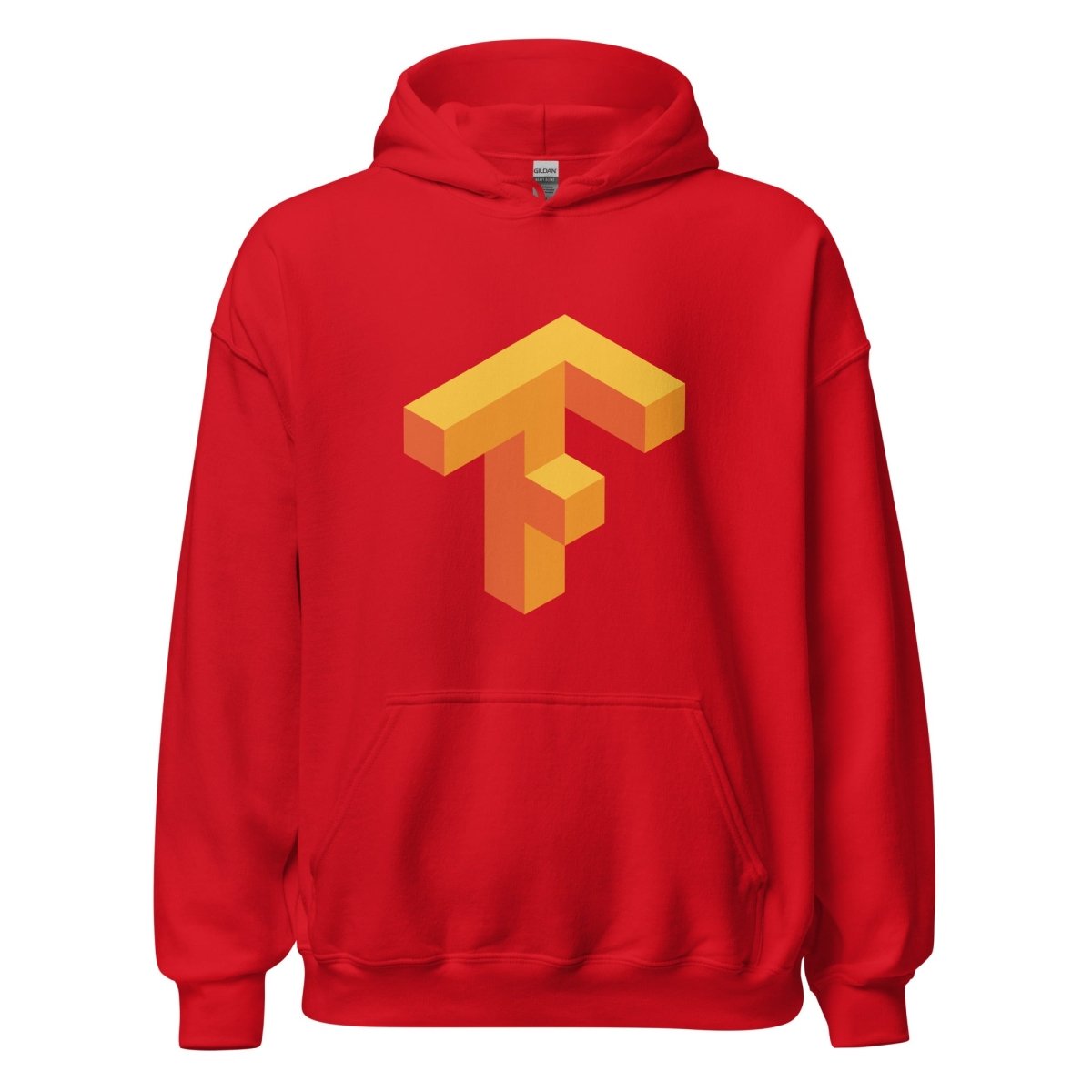Product mockup photo of the TensorFlow 1 Hoodie (unisex) Red / M.