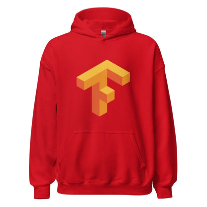 Product mockup photo of the TensorFlow 1 Hoodie (unisex) Red / M.
