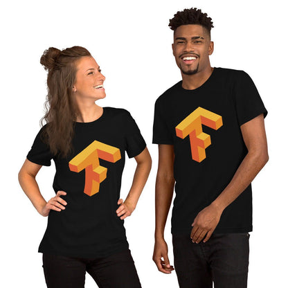 Product mockup photo of the TensorFlow 1 Icon T Shirt (unisex).