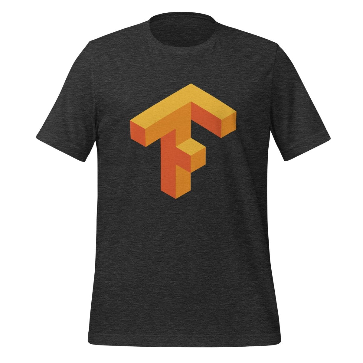 Product mockup photo of the TensorFlow 1 Icon T Shirt (unisex) Dark Grey Heather / M.
