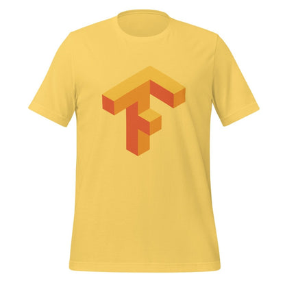 Product mockup photo of the TensorFlow 1 Icon T Shirt (unisex) Yellow / M.
