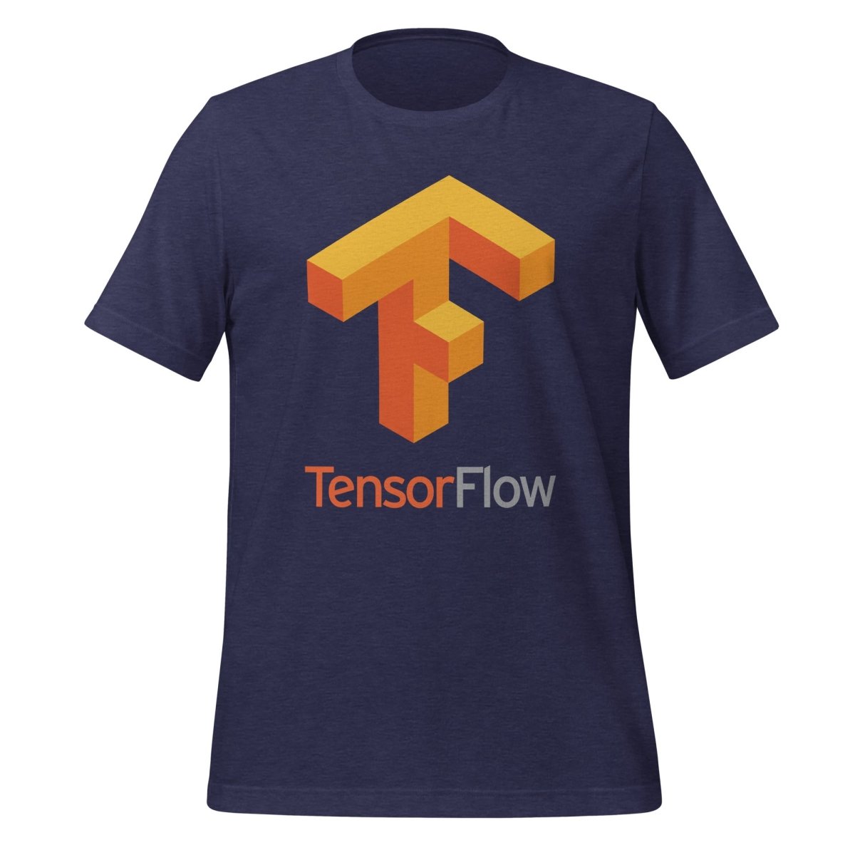 Image of the TensorFlow 1 Large Stacked Logo T-Shirt (unisex) Heather Midnight Navy / M.