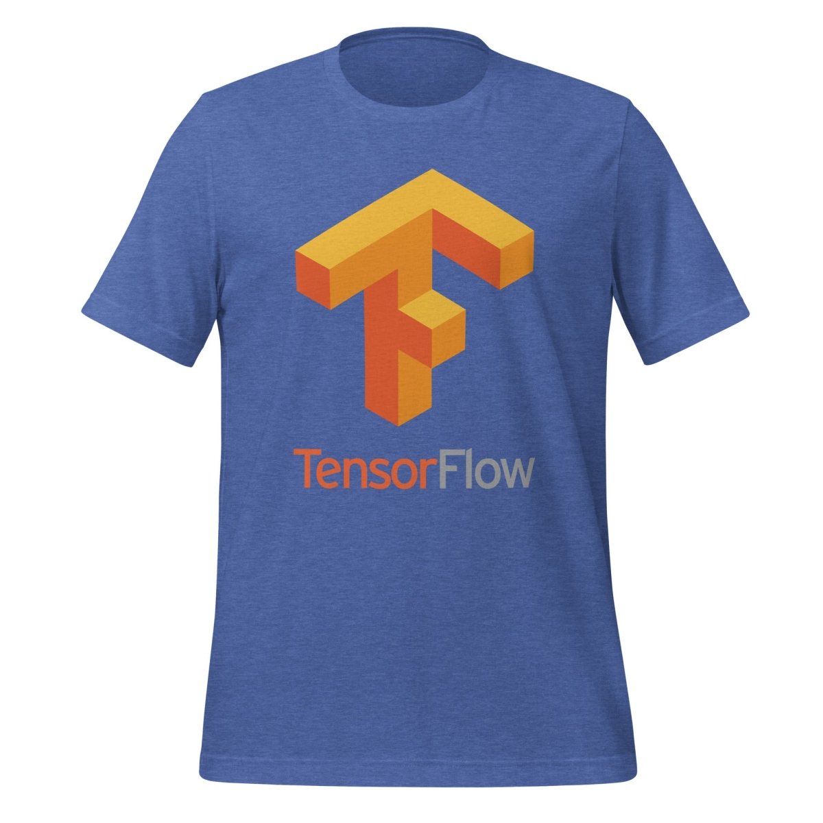 Image of the TensorFlow 1 Large Stacked Logo T-Shirt (unisex) Heather True Royal / M.