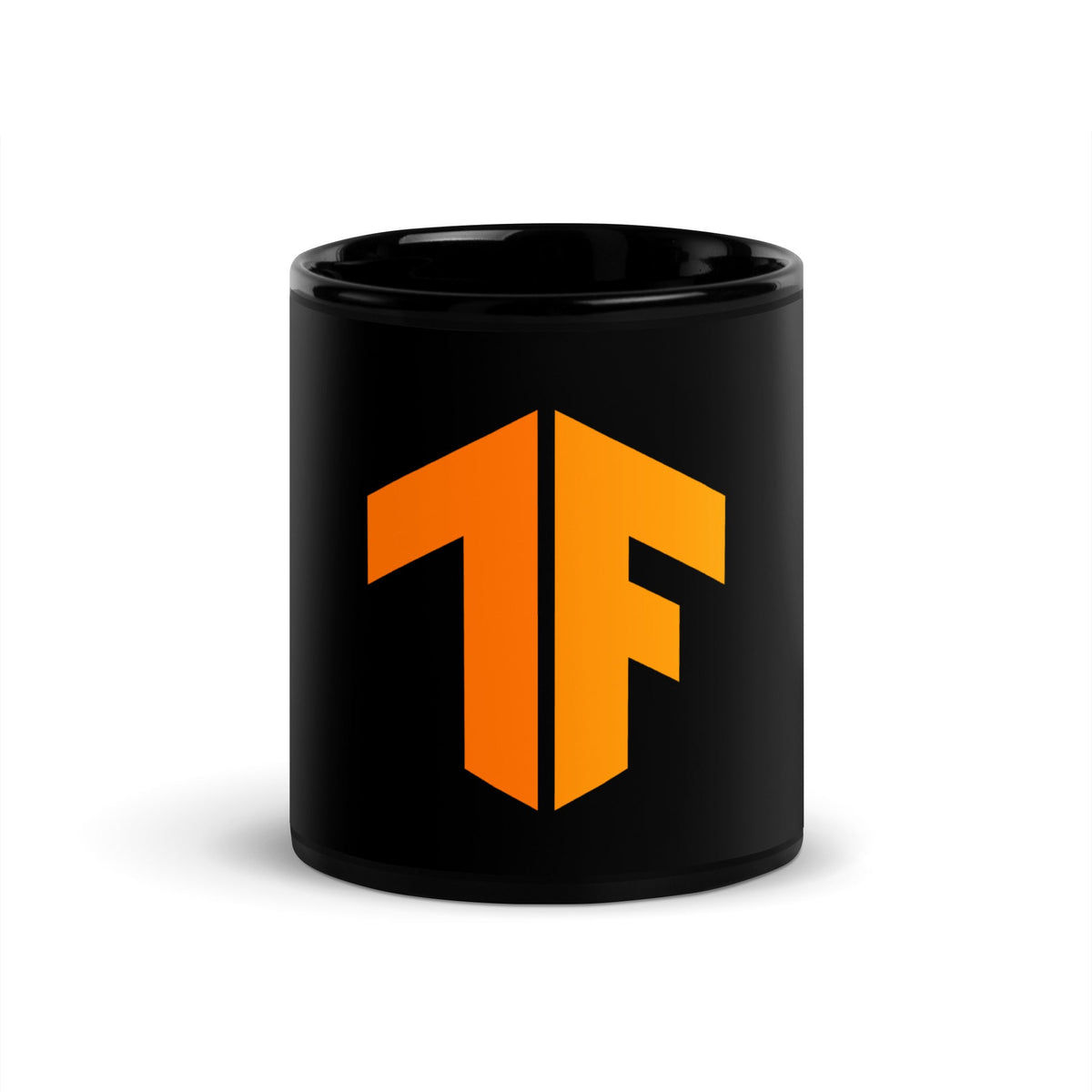 Image of the TensorFlow 2 Icon Black Glossy Mug 11 oz.
