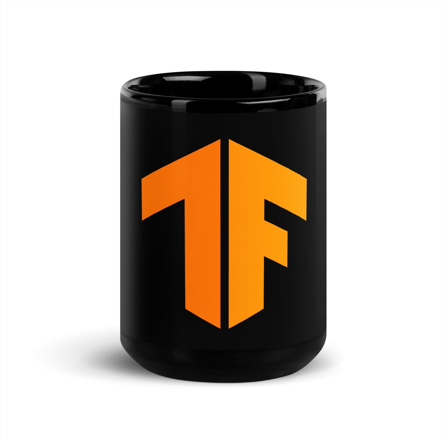 Image of the TensorFlow 2 Icon Black Glossy Mug 15 oz.