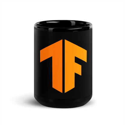 Image of the TensorFlow 2 Icon Black Glossy Mug 15 oz.