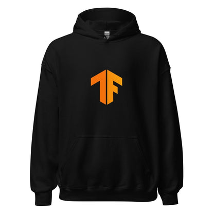 Product mockup photo of the TensorFlow 2 Small Icon Hoodie (unisex) Black / M.