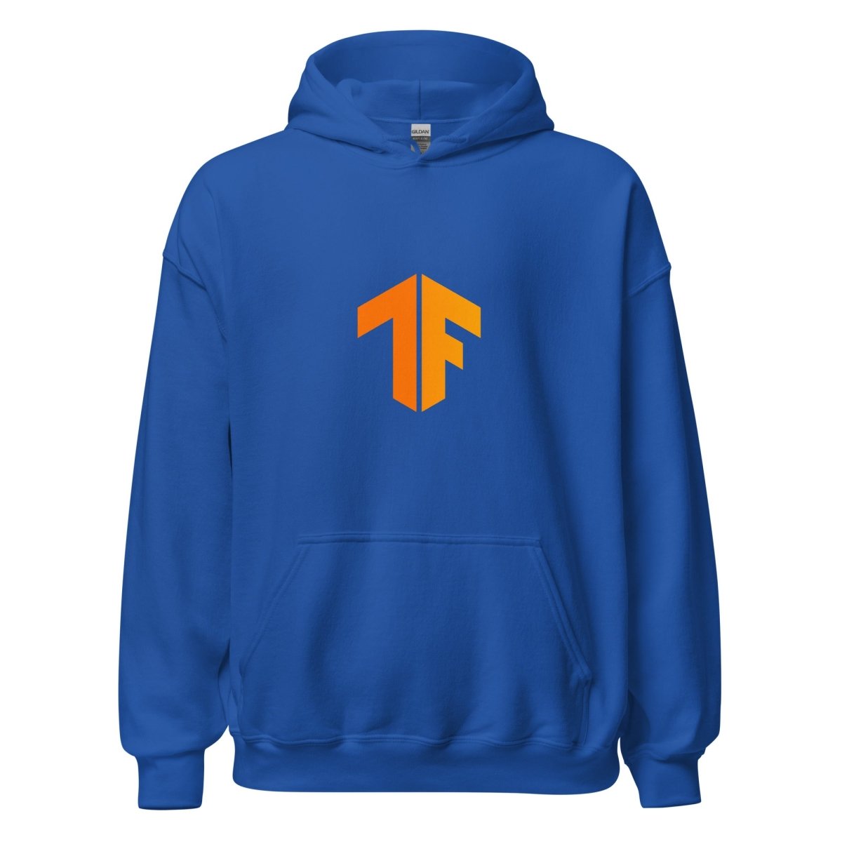 Product mockup photo of the TensorFlow 2 Small Icon Hoodie (unisex) Royal / M.