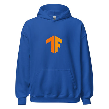 Product mockup photo of the TensorFlow 2 Small Icon Hoodie (unisex) Royal / M.