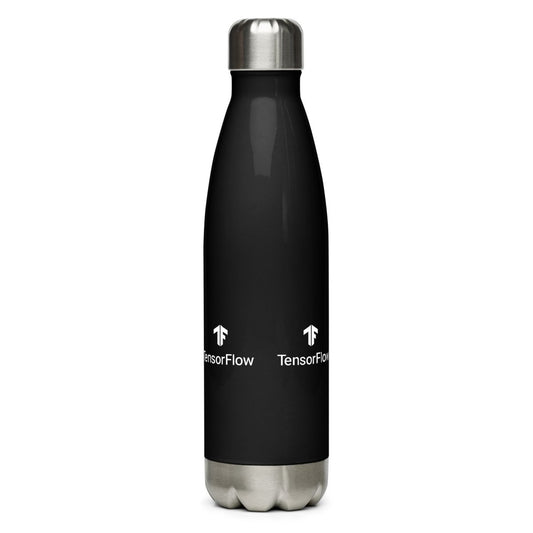 TensorFlow White Stacked Logo Black Stainless Steel Water Bottle - AI Store