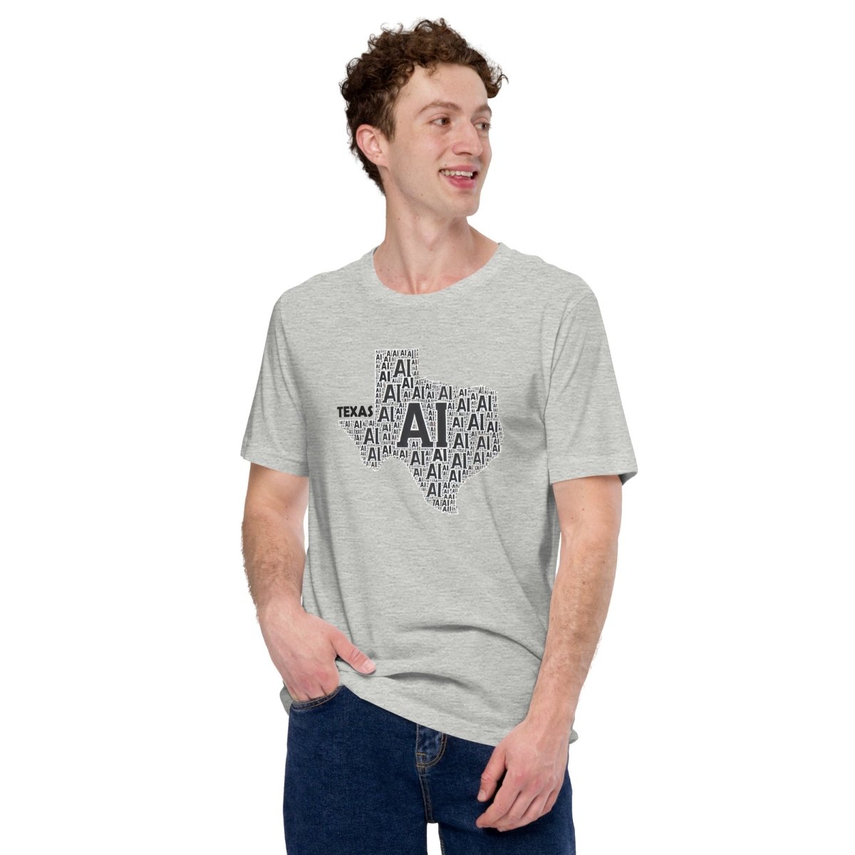 Product mockup photo of the Texas AI T Shirt (unisex).