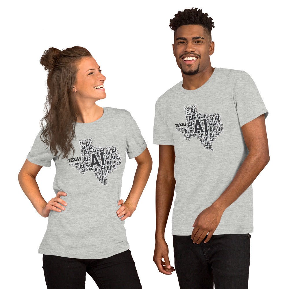 Product mockup photo of the Texas AI T Shirt (unisex).