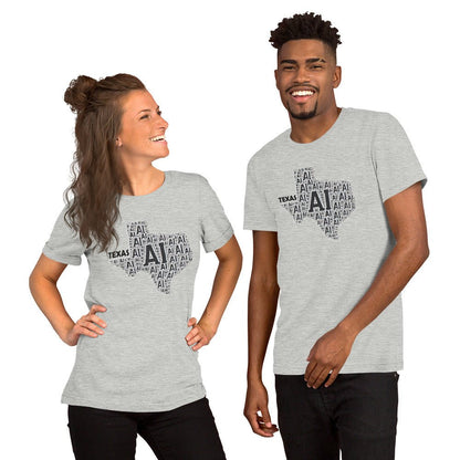 Product mockup photo of the Texas AI T Shirt (unisex).