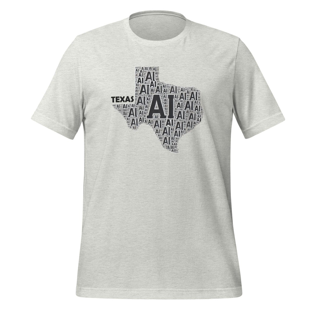 Product mockup photo of the Texas AI T Shirt (unisex) Ash / M.