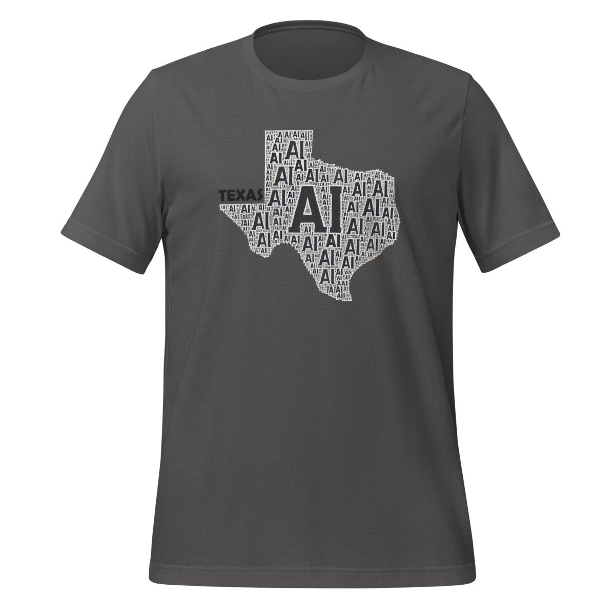 Product mockup photo of the Texas AI T Shirt (unisex) Asphalt / M.