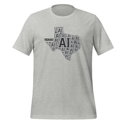 Product mockup photo of the Texas AI T Shirt (unisex) Athletic Heather / M.