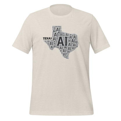 Product mockup photo of the Texas AI T Shirt (unisex) Heather Dust / M.