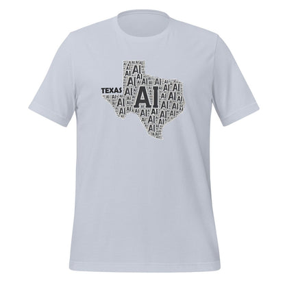 Product mockup photo of the Texas AI T Shirt (unisex) Light Blue / M.