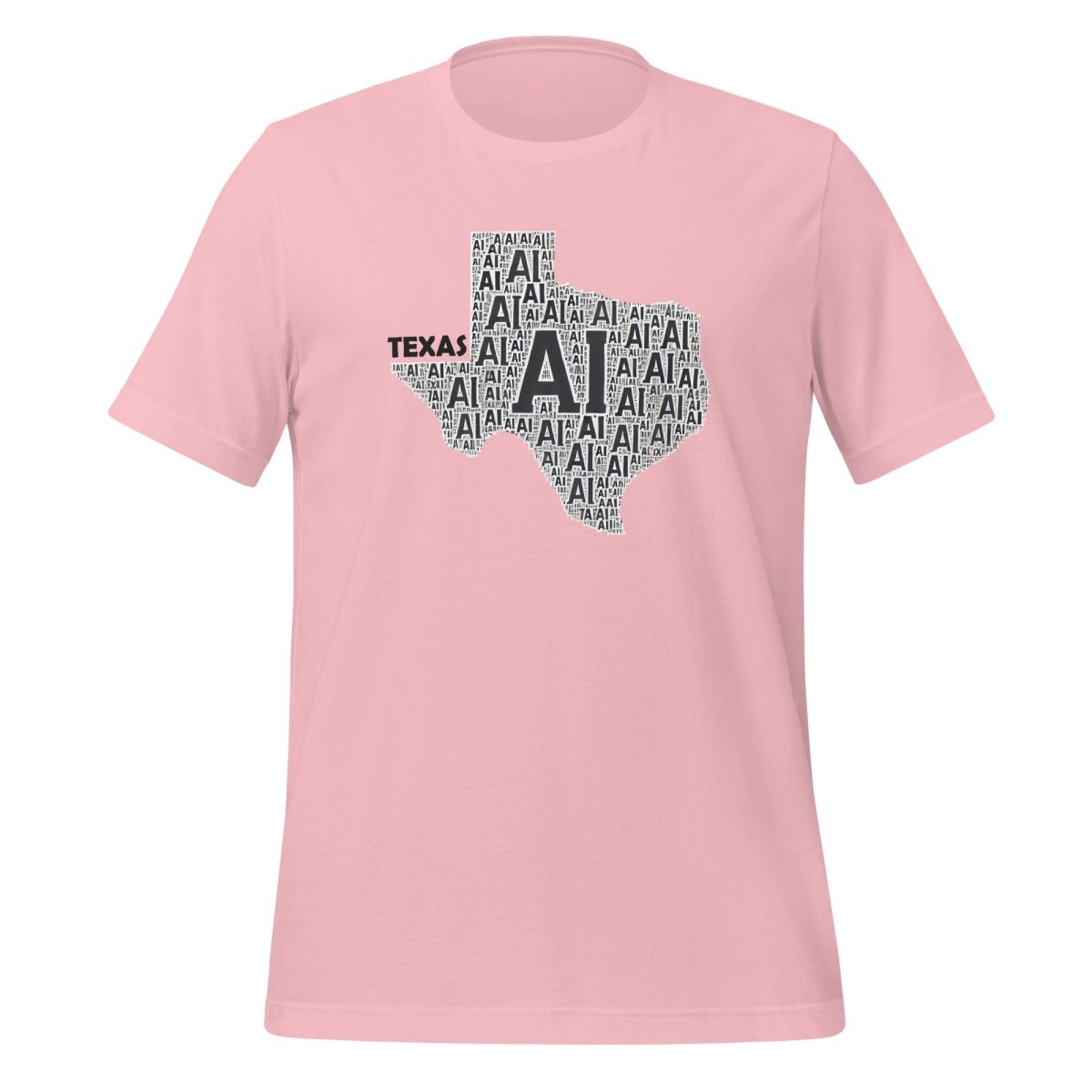 Product mockup photo of the Texas AI T Shirt (unisex) Pink / M.