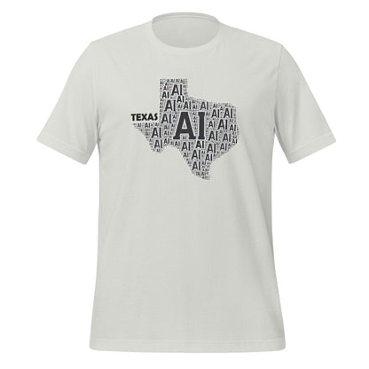 Product mockup photo of the Texas AI T Shirt (unisex) Silver / M.
