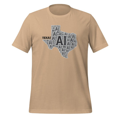 Product mockup photo of the Texas AI T Shirt (unisex) Tan / M.