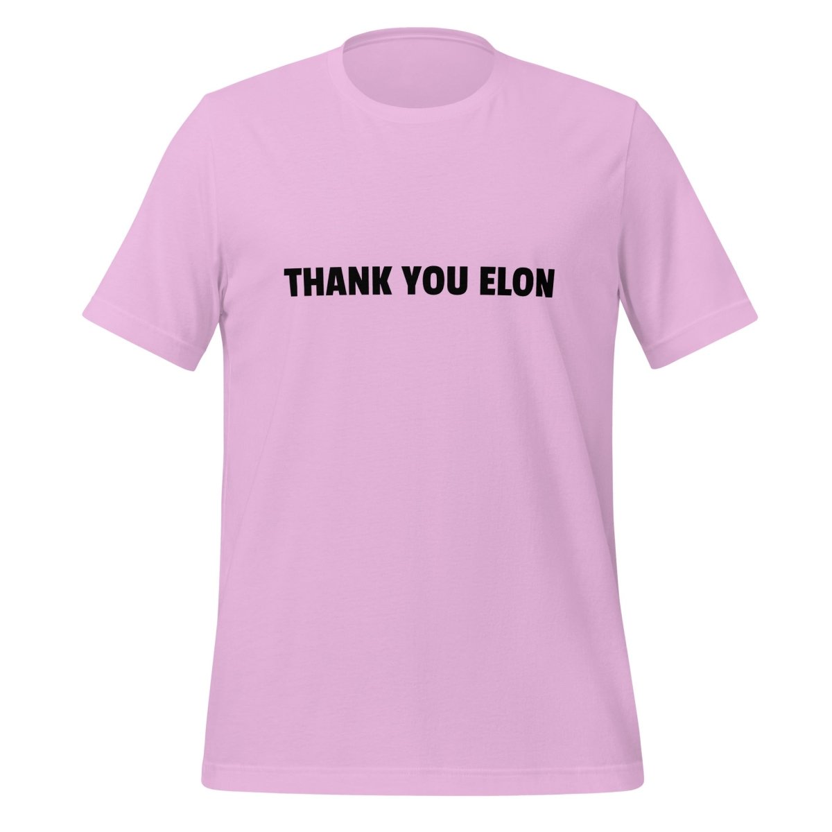 Product mockup photo of the THANK YOU ELON T Shirt (unisex) Lilac / M.