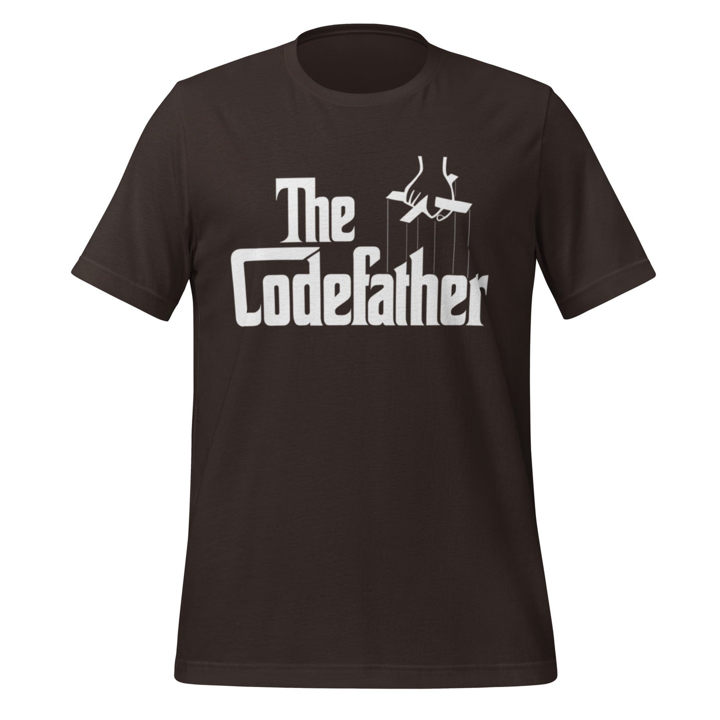 Mockup image of the The Codefather T-Shirt (unisex) Brown / M.