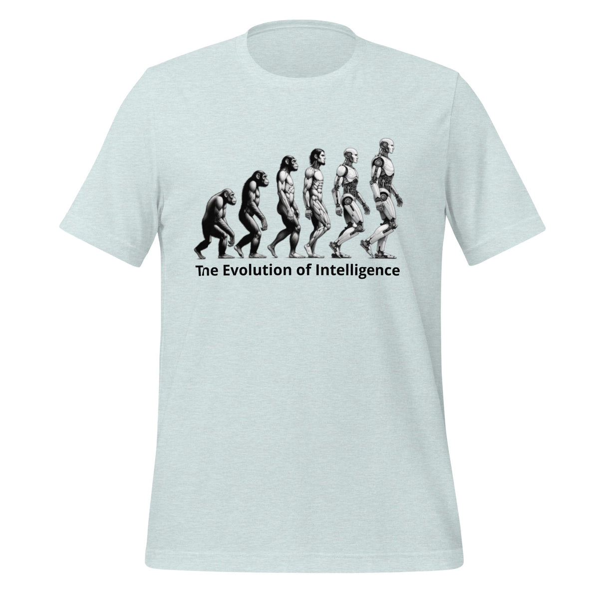 Image of the The Evolution of Intelligence T-Shirt (unisex) Heather Prism Ice Blue / M.