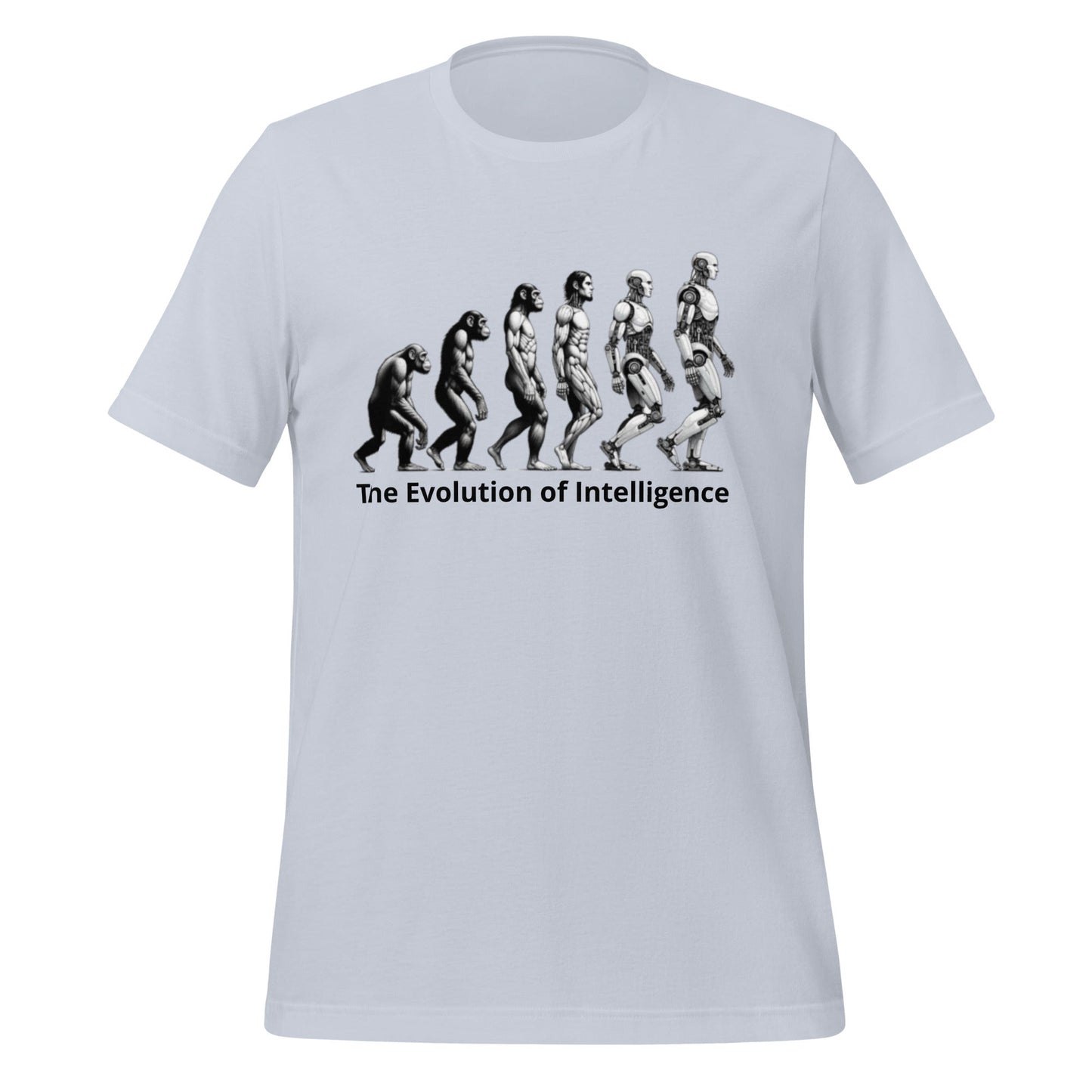 Image of the The Evolution of Intelligence T-Shirt (unisex) Light Blue / M.