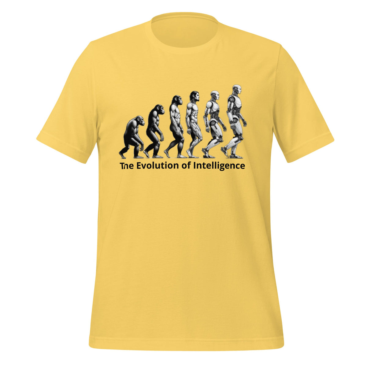 Image of the The Evolution of Intelligence T-Shirt (unisex) Yellow / M.