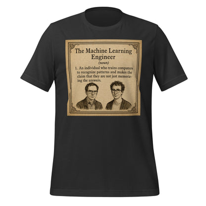 Product mockup photo of the The ML Engineer T Shirt 1 (unisex) Dark Grey / M.
