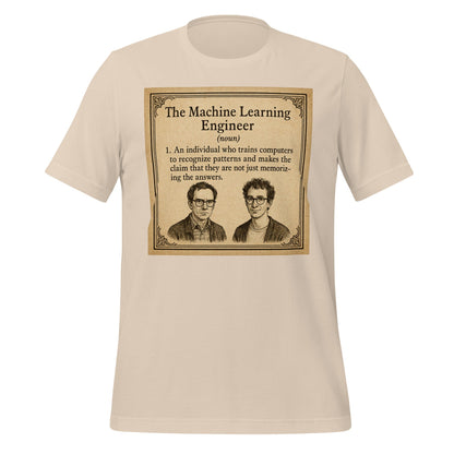 Product mockup photo of the The ML Engineer T Shirt 1 (unisex) Soft Cream / M.