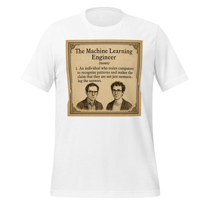 Product mockup photo of the The ML Engineer T Shirt 1 (unisex) White / M.