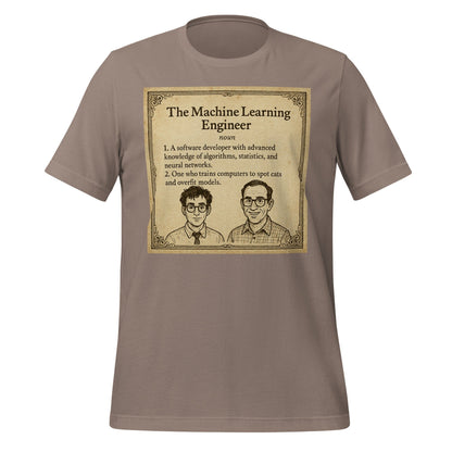 Product mockup photo of the The ML Engineer T Shirt 2 (unisex) Pebble / M.