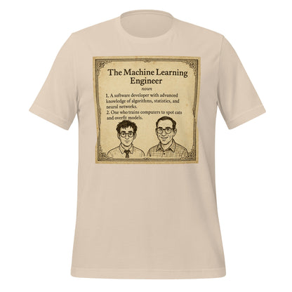 Product mockup photo of the The ML Engineer T Shirt 2 (unisex) Soft Cream / M.