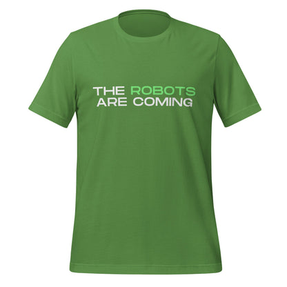 Image of the The Robots Are Coming (Green) T-Shirt 3 (unisex) Leaf / M.