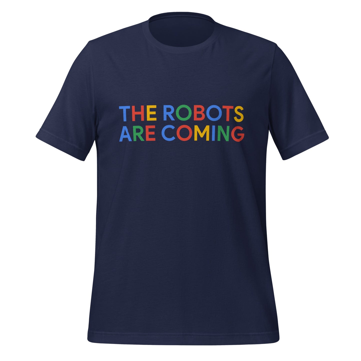 Image of the THE ROBOTS ARE COMING Search Logo T-Shirt (unisex) Navy / M.