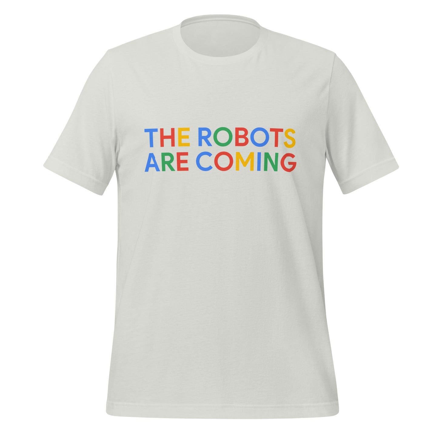 Image of the THE ROBOTS ARE COMING Search Logo T-Shirt (unisex) Silver / M.
