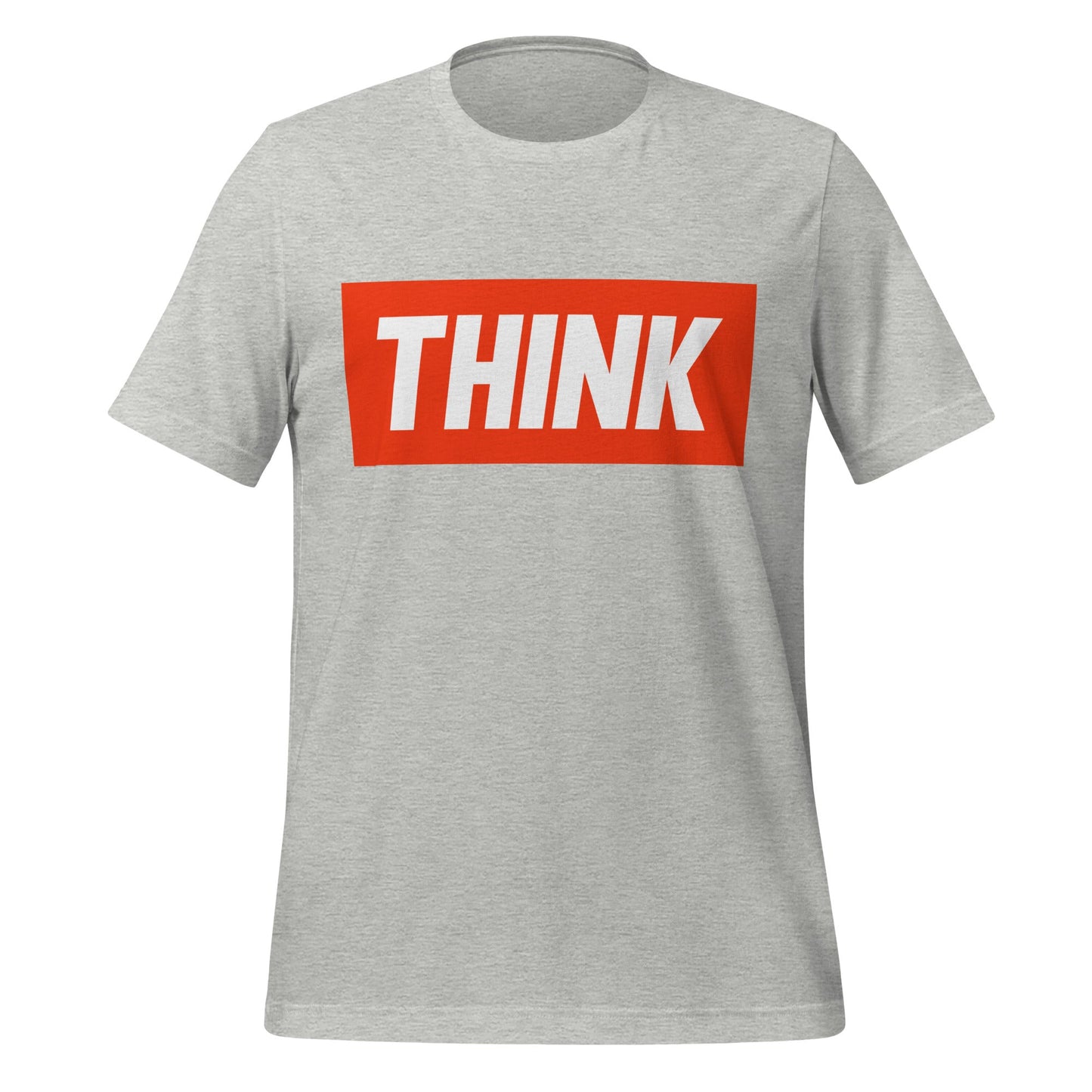 Mockup image of the THINK T Shirt (unisex) Athletic Heather / M.