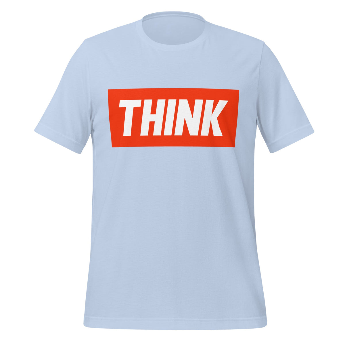 Mockup image of the THINK T Shirt (unisex) Baby Blue / M.