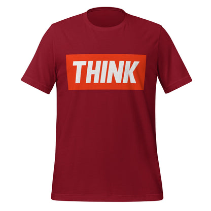 Mockup image of the THINK T Shirt (unisex) Cardinal / M.