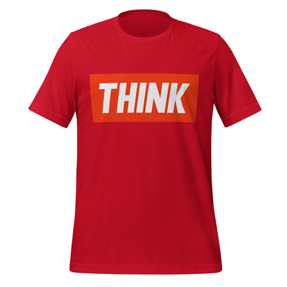 Mockup image of the THINK T Shirt (unisex) Red / M.