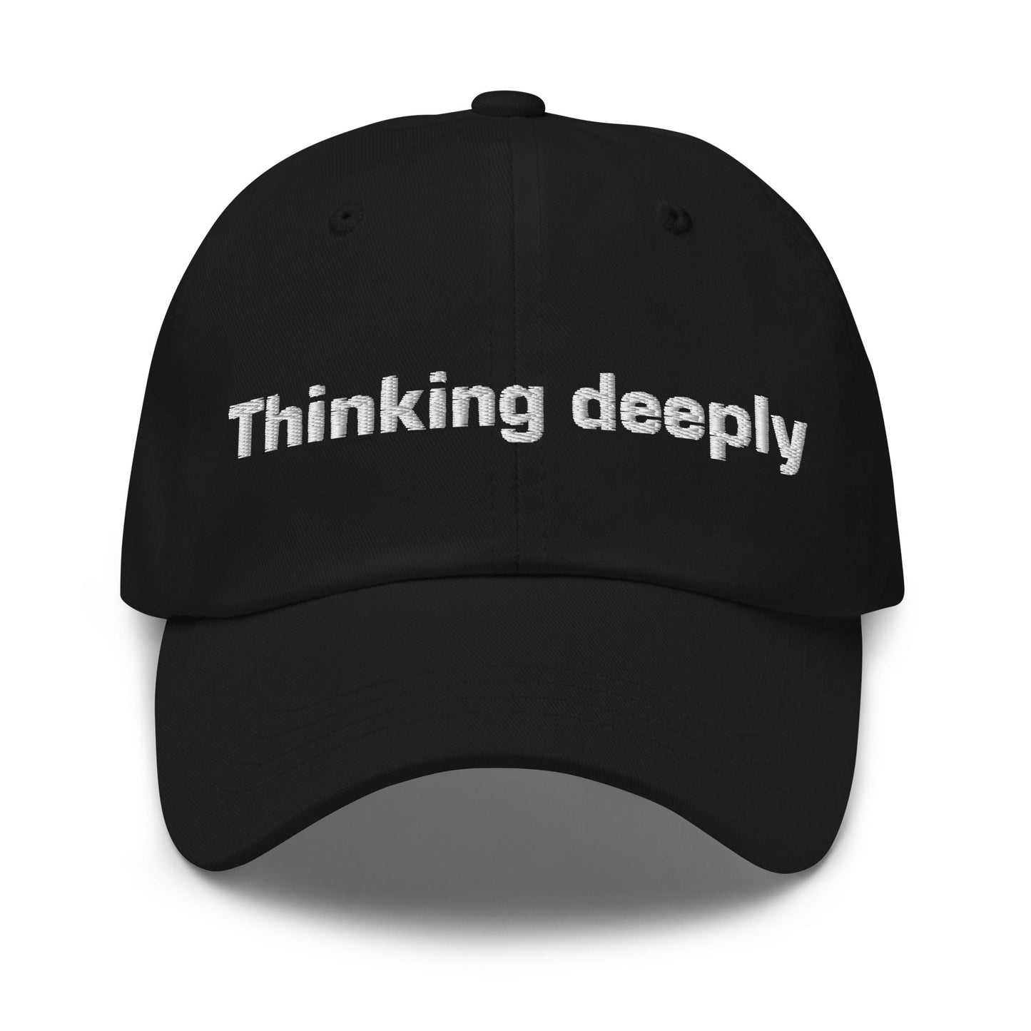 Image of the Thinking Deeply Cap Black.
