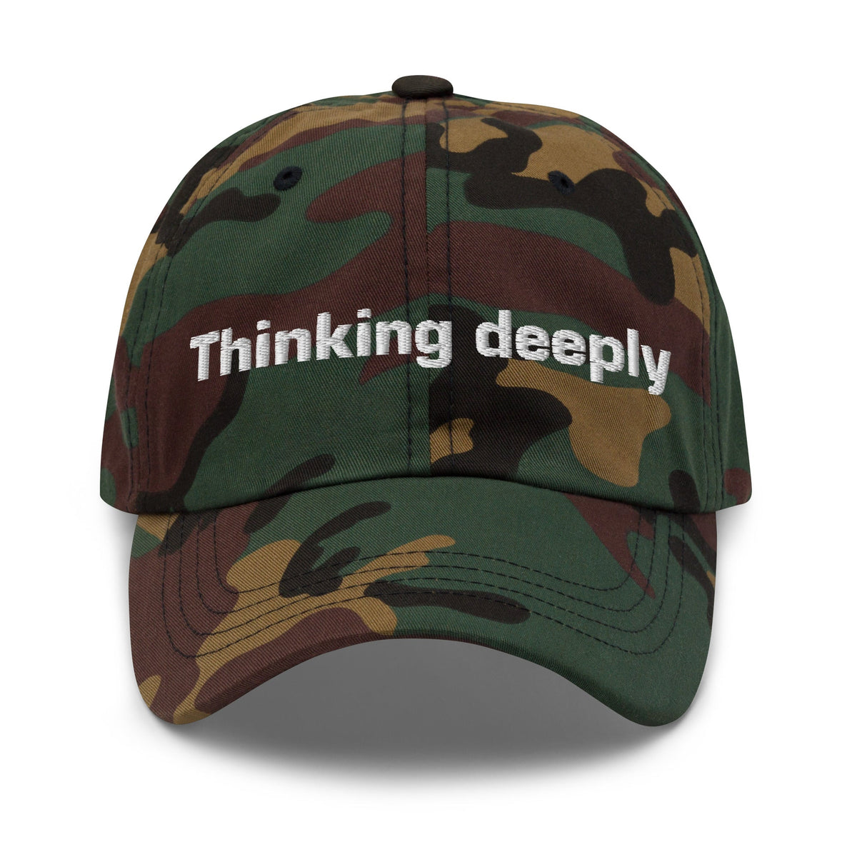 Image of the Thinking Deeply Cap Green Camo.