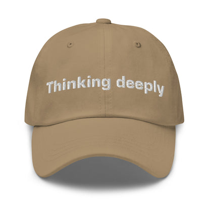 Image of the Thinking Deeply Cap Khaki.